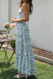 Sexy Sweet Floral Frenulum V Neck A Line Dresses