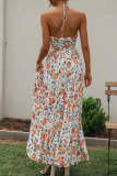 Sexy Sweet Floral Frenulum V Neck A Line Dresses