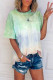 Casual Street Gradual Change Patchwork O Neck T-Shirts