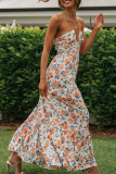 Sexy Sweet Floral Frenulum V Neck A Line Dresses