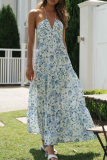Sexy Sweet Floral Frenulum V Neck A Line Dresses