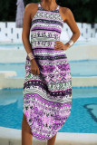 Bohemian Vintage National Totem Patchwork O Neck Straight Dresses