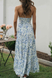 Sexy Sweet Floral Frenulum V Neck A Line Dresses