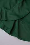 Street Simplicity Solid Flounce Oblique Collar Irregular Dress Dresses