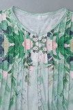Sweet Elegant Print Lace Patchwork V Neck Tops