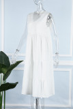 Casual Vacation Solid Patchwork O Neck A Line Dresses