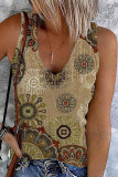 Vintage Floral Patchwork V Neck Tops