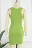 Sexy Casual Solid Hollowed Out V Neck Wrapped Skirt Dresses