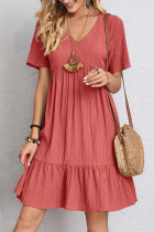 Casual Solid Solid Color V Neck Cake Skirt Dresses