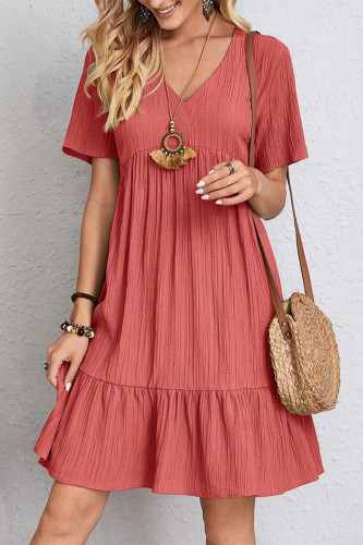 Casual Solid Solid Color V Neck Cake Skirt Dresses
