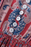 Bohemian Vacation Print Buckle V Neck A Line Dresses