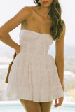 Sexy Street Solid Frenulum Strapless A Line Dresses