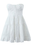 Sexy Street Solid Frenulum Strapless A Line Dresses