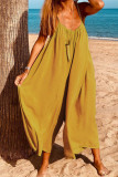 Casual Simplicity Solid Solid Color V Neck Loose Jumpsuits