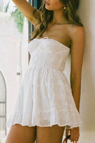 Sexy Street Solid Frenulum Strapless A Line Dresses