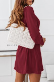 Elegant Simplicity Solid Frenulum Buckle V Neck A Line Dresses