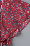 Bohemian Vacation Print Buckle V Neck A Line Dresses