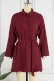 Elegant Simplicity Solid Frenulum Buckle V Neck A Line Dresses