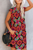 Bohemian Vacation Print Patchwork O Neck Printed Dress Dresses