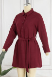 Elegant Simplicity Solid Frenulum Buckle V Neck A Line Dresses