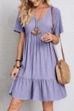 Casual Solid Solid Color V Neck Cake Skirt Dresses