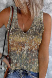 Vintage Floral Patchwork V Neck Tops