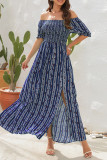 Elegant Vacation Geometric Slit Off the Shoulder Beach Dress Dresses