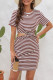 Casual Striped Hollowed Out Asymmetrical O Neck Dresses
