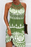 Elegant College National Totem Patchwork Halter Printed Dress Dresses