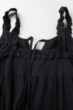 Casual Simplicity Solid Frenulum V Neck Cake Skirt Dresses