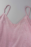 Plus Size Sexy Solid Sequins V Neck Tops