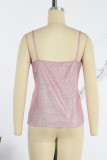Plus Size Sexy Solid Sequins V Neck Tops