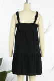 Casual Simplicity Solid Frenulum V Neck Cake Skirt Dresses