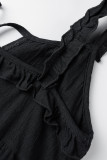 Casual Simplicity Solid Frenulum V Neck Cake Skirt Dresses