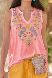 Casual College National Totem Patchwork V Neck Tops