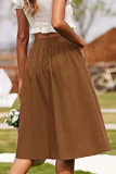 Casual Vacation Solid Buckle Loose Mid Waist Type A Solid Color Bottoms