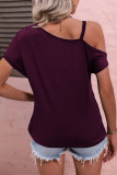 Casual Street Solid Patchwork Metal Accessories Decoration Asymmetrical Oblique Collar T-Shirts