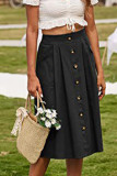 Casual Vacation Solid Buckle Loose Mid Waist Type A Solid Color Bottoms