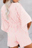 Casual Simplicity Geometric Patchwork Frenulum V Neck Loose Rompers