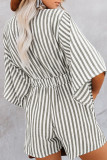 Casual Simplicity Geometric Patchwork Frenulum V Neck Loose Rompers