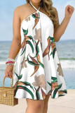 Casual Bohemian Print Patchwork Halter A Line Dresses
