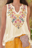 Casual College National Totem Patchwork V Neck Tops