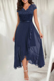 Celebrities Elegant Solid Lace Mesh V Neck A Line Dresses