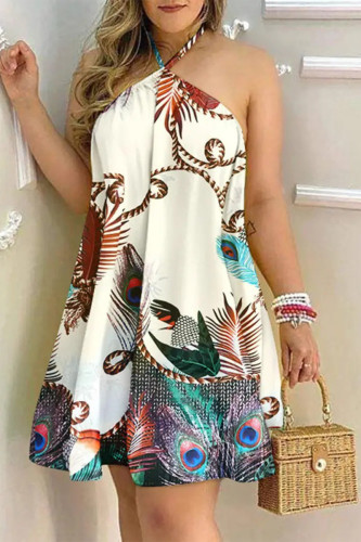Casual Bohemian Print Patchwork Halter A Line Dresses