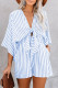 Casual Simplicity Geometric Patchwork Frenulum V Neck Loose Rompers