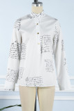 Casual Street Letter Print Patchwork V Neck Tops