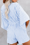 Casual Simplicity Geometric Patchwork Frenulum V Neck Loose Rompers