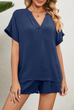 Casual Daily Solid Solid Color V Neck Short Sleeve Two Pieces