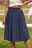 Casual Vacation Solid Buckle Loose Mid Waist Type A Solid Color Bottoms