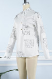 Casual Street Letter Print Patchwork V Neck Tops